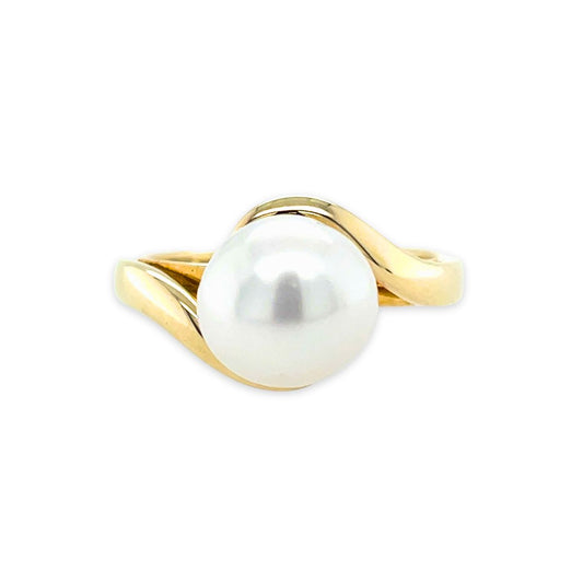 9ct Yellow Gold 8-9mm South Sea Pearl Offset Wrap Ring