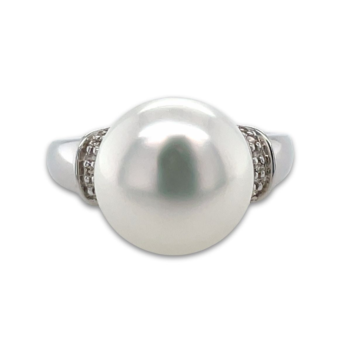9ct White Gold 11mm South Sea Pearl & Diamond Ring