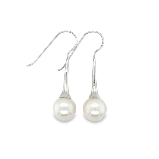 9ct White Gold 10mm South Sea Pearl Hooks