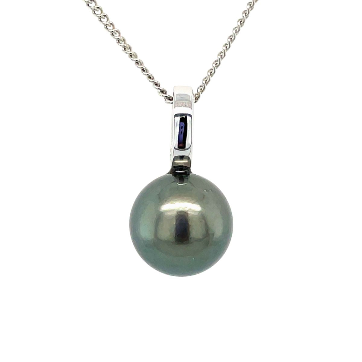 9ct White Gold 10.5mm Tahitian Pearl Enhancer Pendant