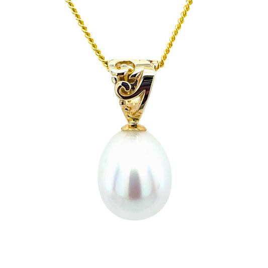 9ct Yellow Gold 14.5mm South Sea Pearl Swirl Pendant