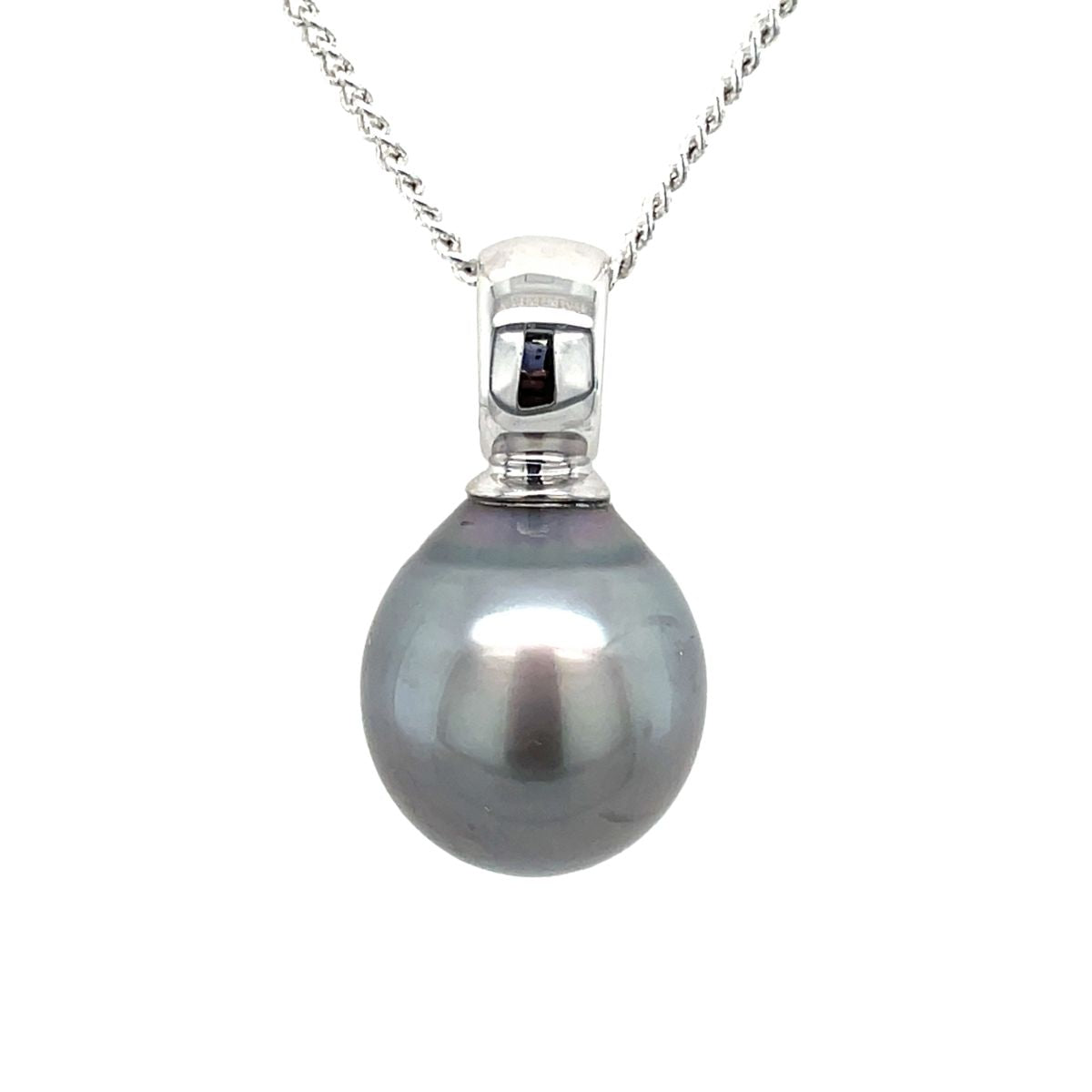 9ct White Gold 11mm Tahitian Pearl Pendant