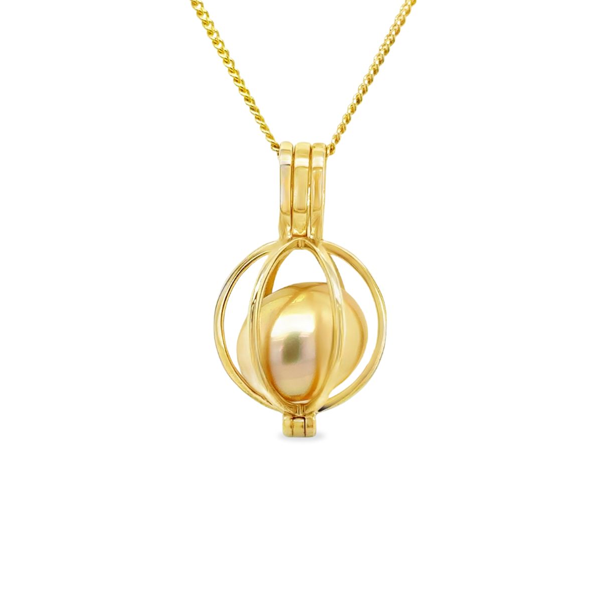 9ct Yellow Gold South Sea Pearl Cage Pendant