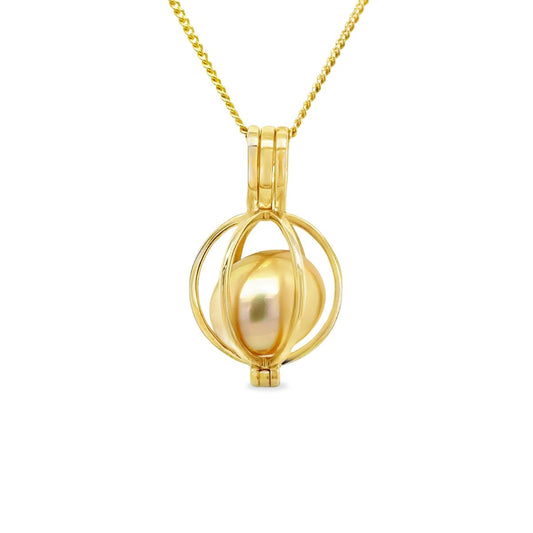 9ct Yellow Gold South Sea Pearl Cage Pendant