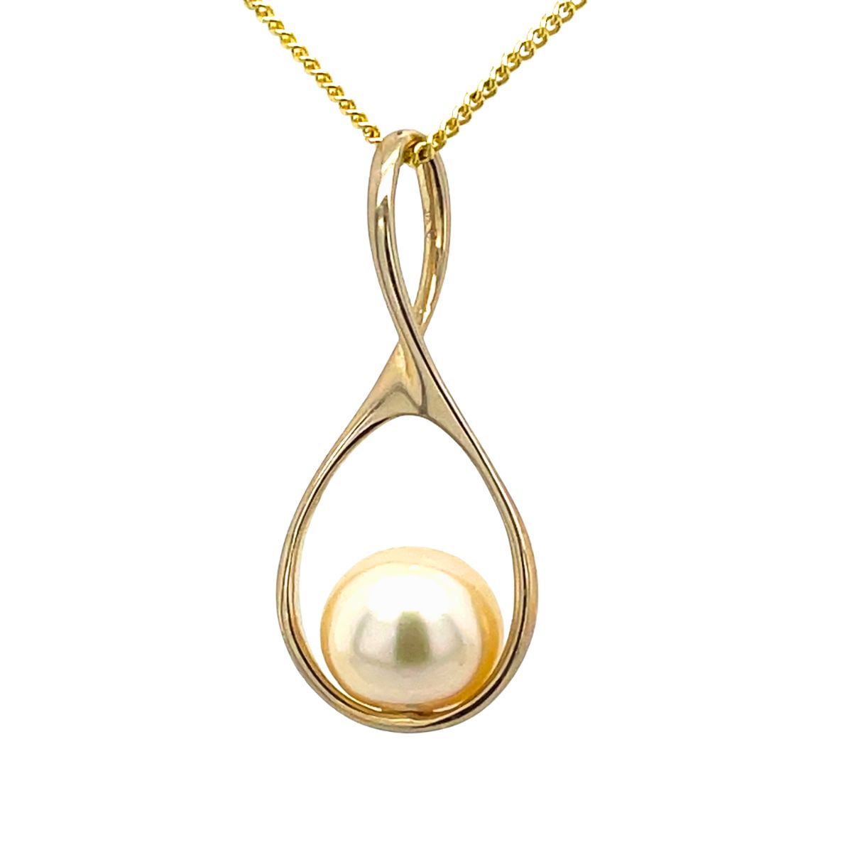 9ct Yellow Gold 9-10mm Gold South Sea Pearl Loop Pendant