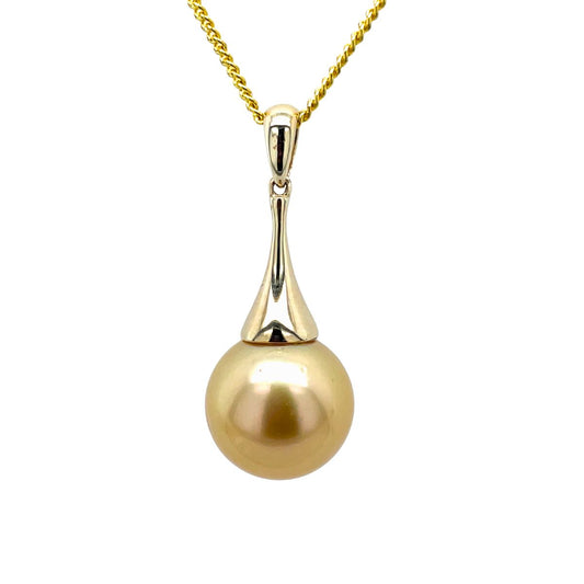 9ct Yellow Gold 12mm Gold South Sea Pearl Cone Pendant