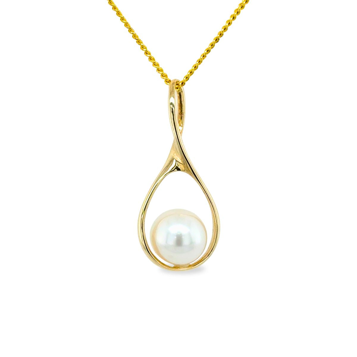 9ct Yellow Gold 8-9.5mm South Sea Pearl Loop Pendant