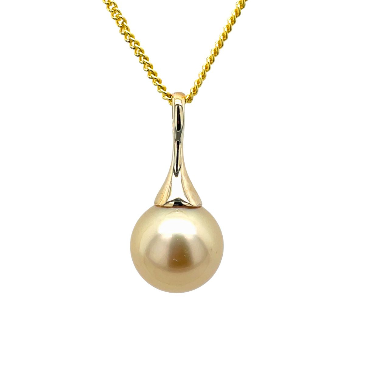 9ct Yellow Gold 10.5-11mm Gold South Sea Pearl Cone Pendant