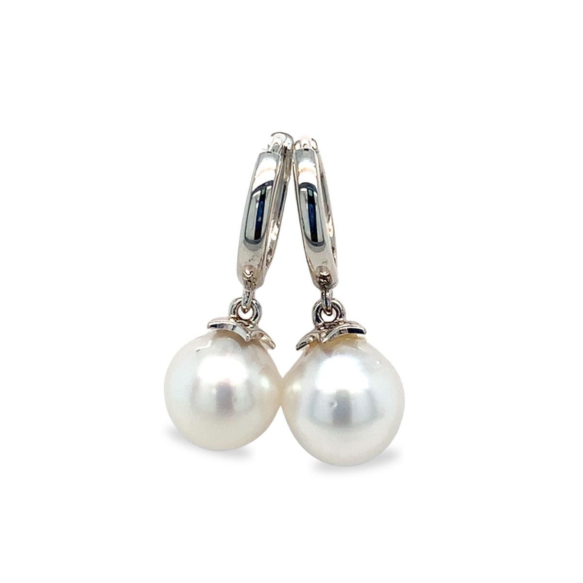 Sterling Silver 8-9mm South Sea Pearl Huggie Hoops