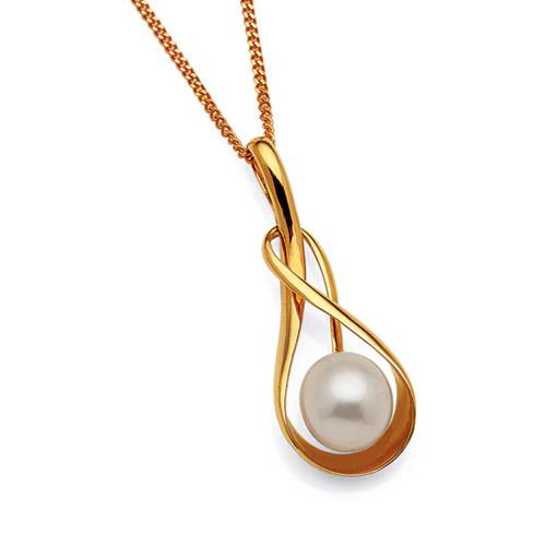 9ct Yellow Gold 10mm South Sea Pearl Open Twist Pendant