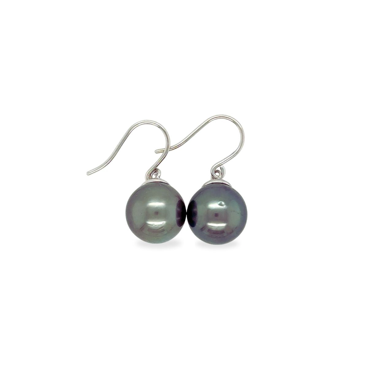 9ct White Gold 9-10mm Tahitian Pearl Hooks