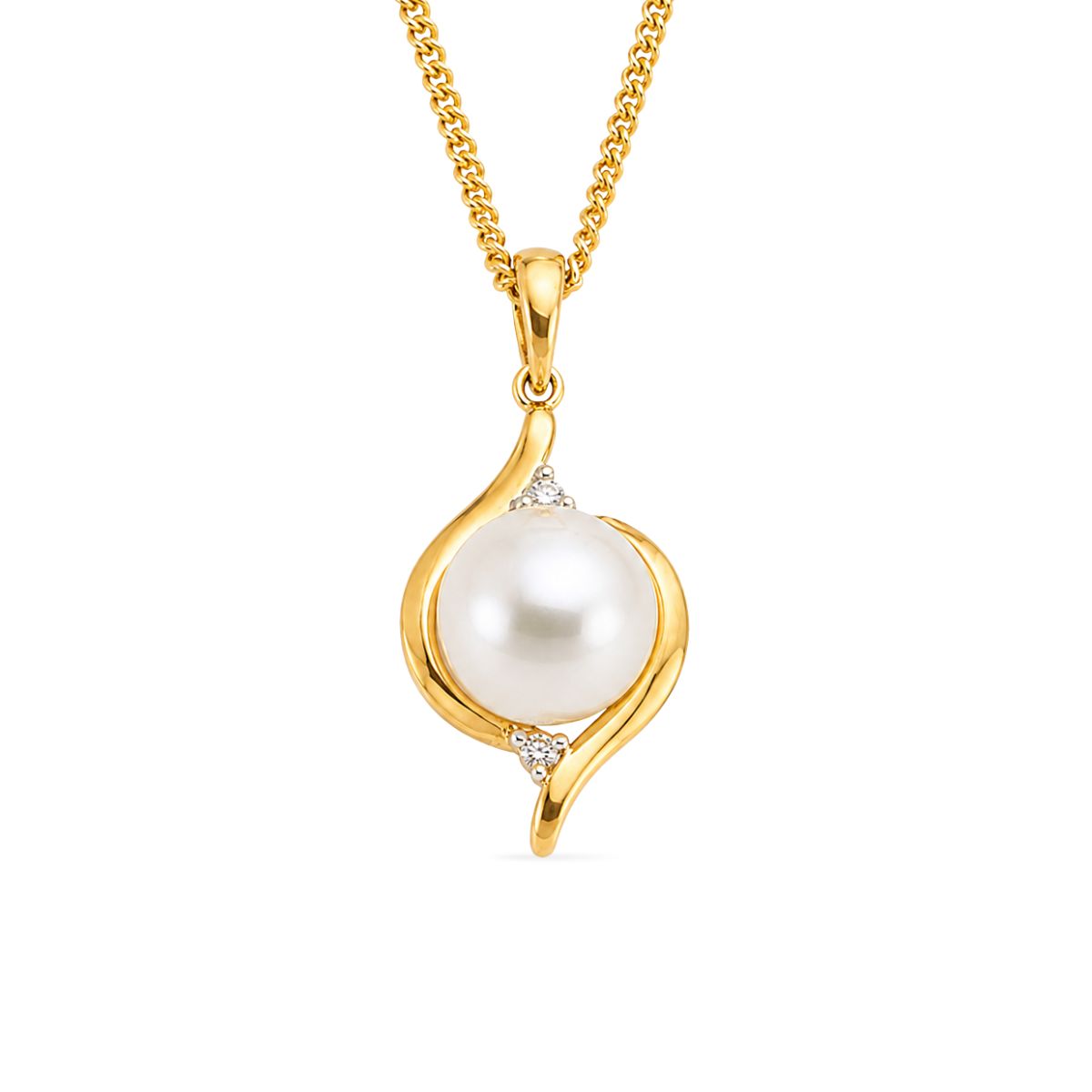 9ct Yellow Gold South Sea Pearl & Diamond Pendant