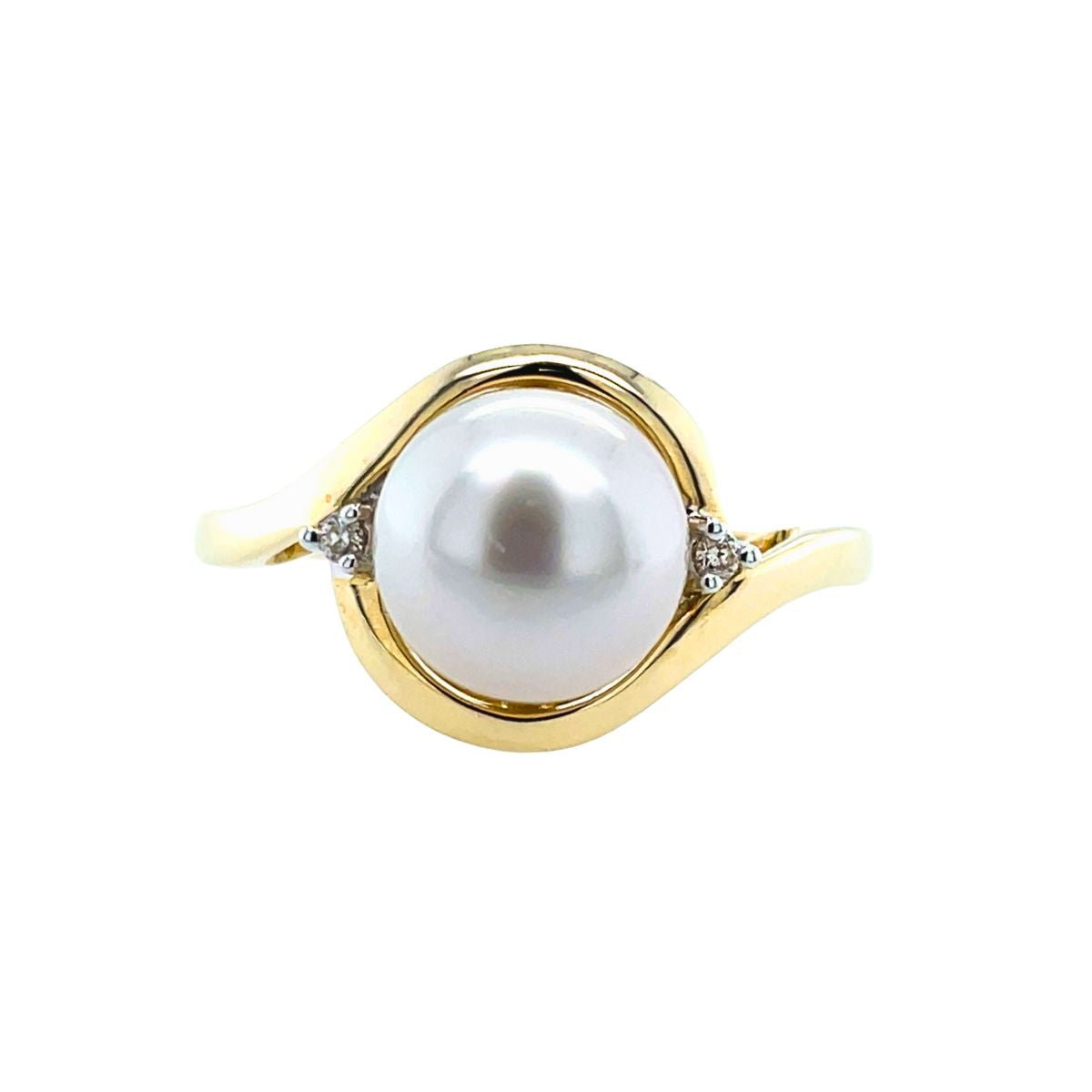 9ct Yellow Gold 8-9mm South Sea Pearl & Diamond Ring