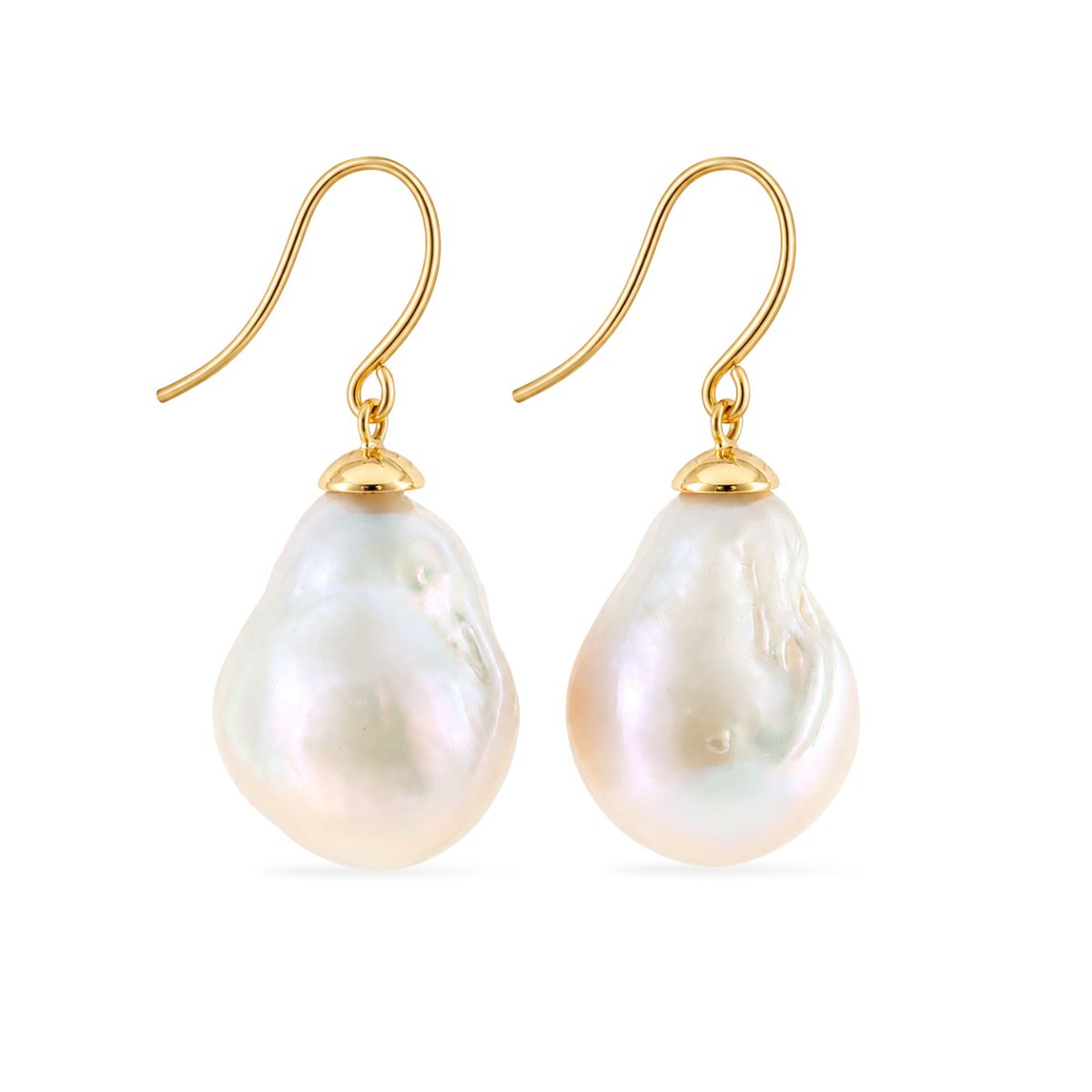9ct Yellow Gold Baroque South Sea Pearl Drop Hooks
