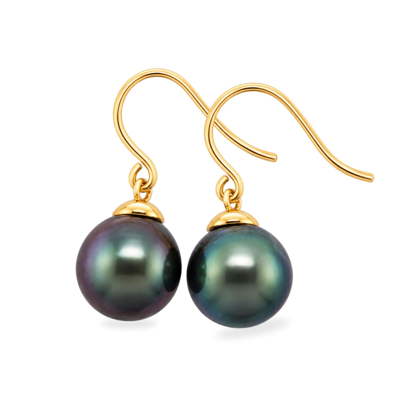 9ct Yellow Gold 8-9mm Tahitian Pearl Hooks