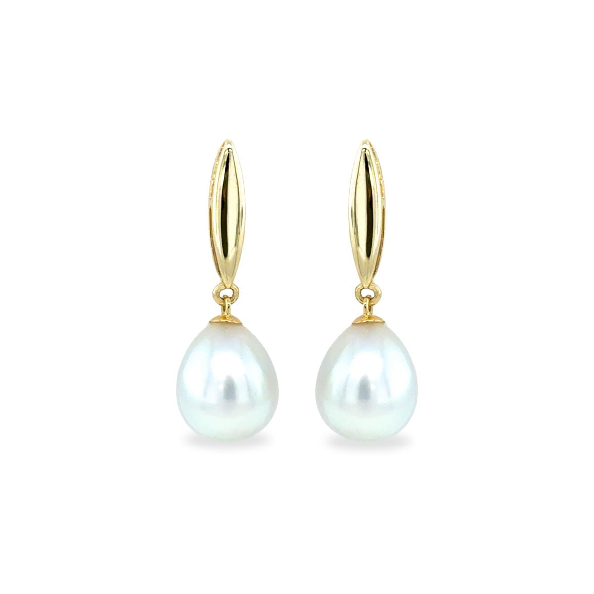 9ct Gold 8-11mm South Sea Pearl Marquise Bar Drop Studs