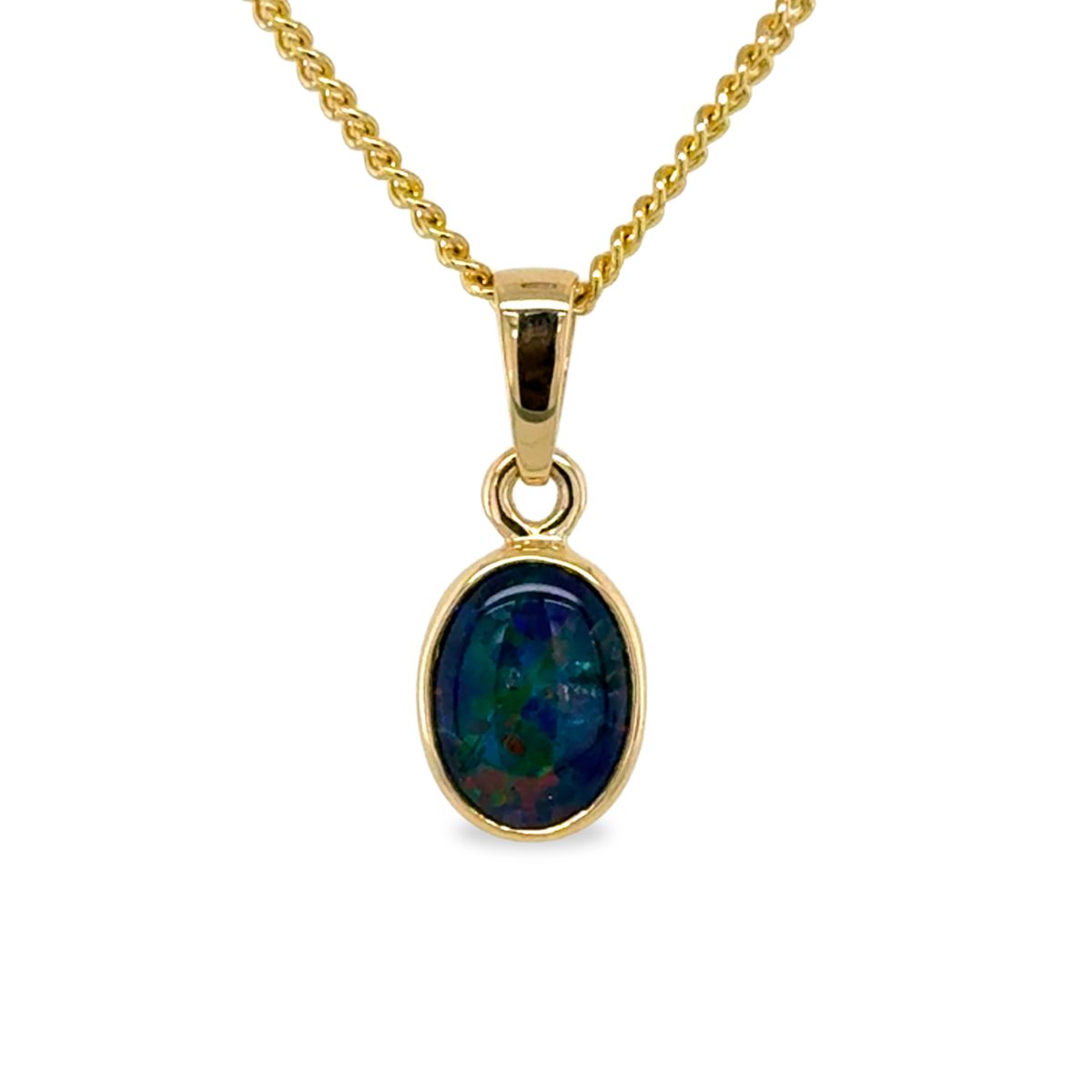 9ct Yellow Gold 8x6 Triplet Opal Pendant