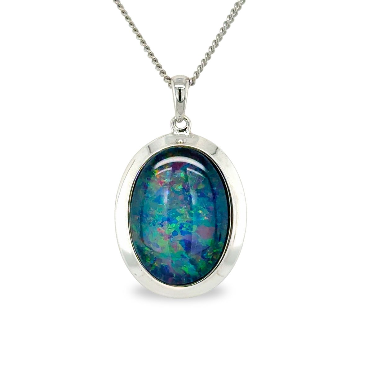 Sterling Silver 18x13 Triplet Opal Pendant