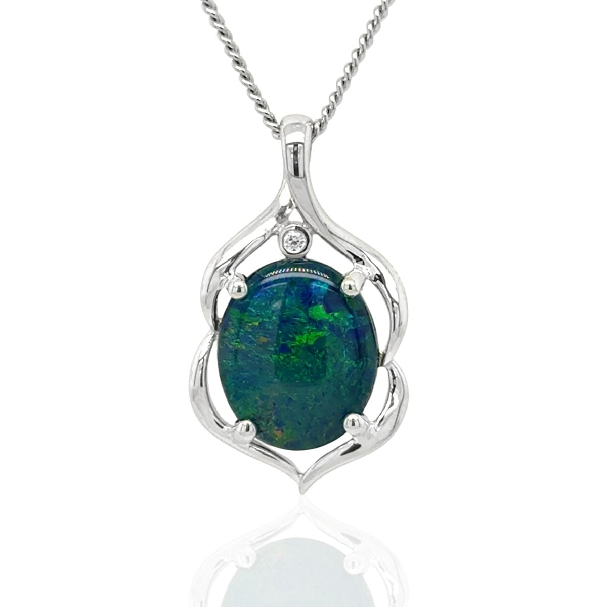 Sterling Silver Triplet Opal Fancy Surround Pendant