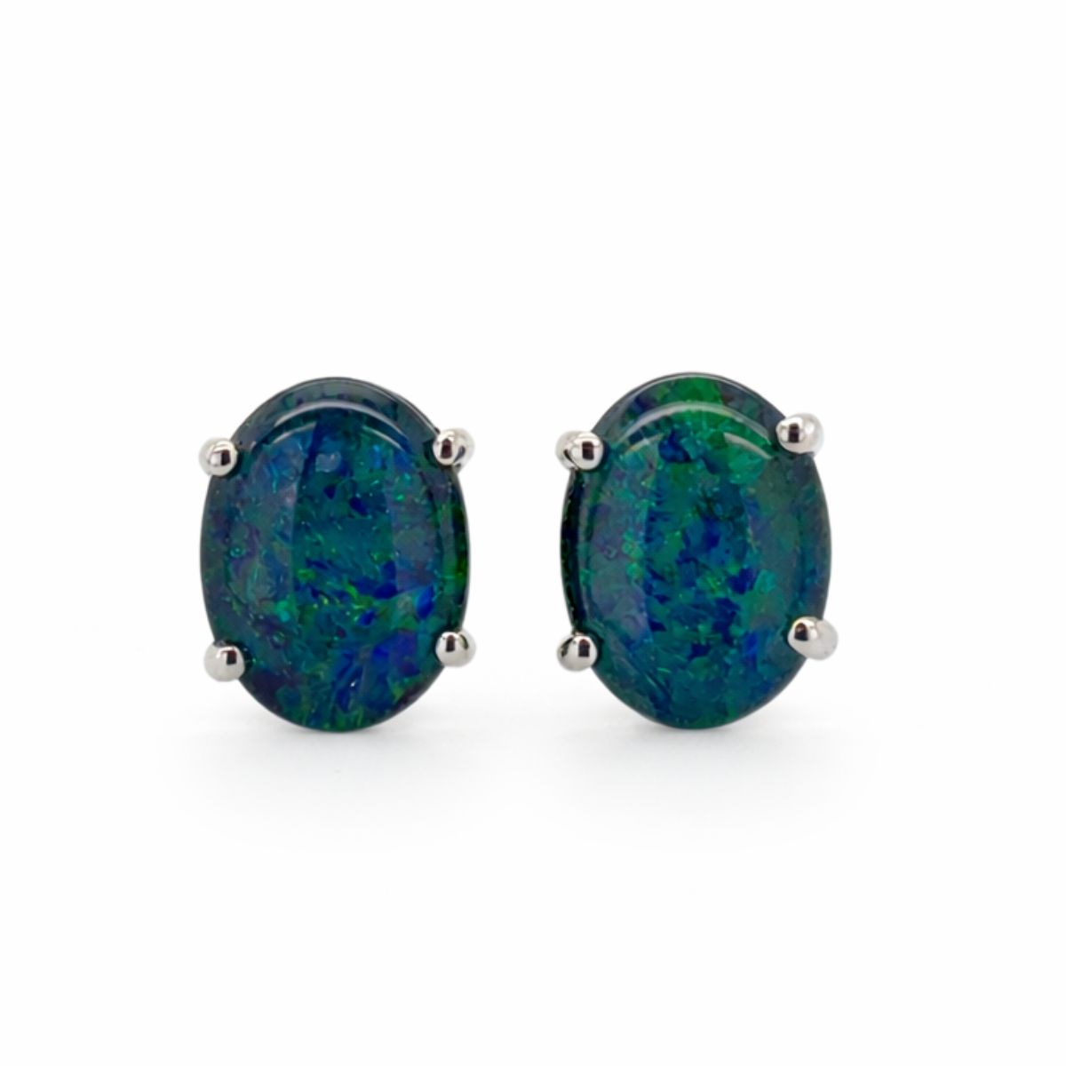 Sterling Silver 9x7 Triplet Opal Studs