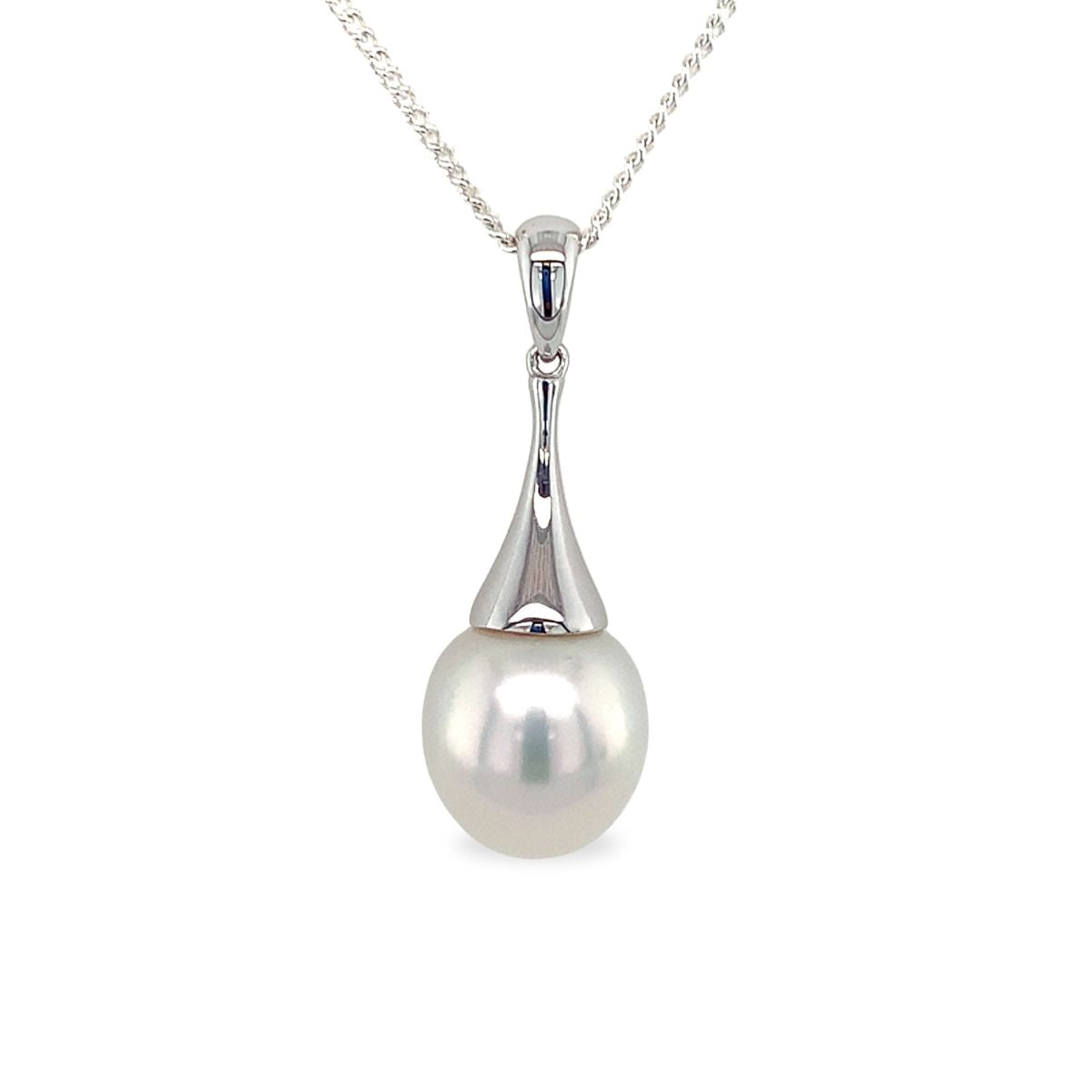 9ct White Gold 10-11mm South Sea Pearl Cone Pendant