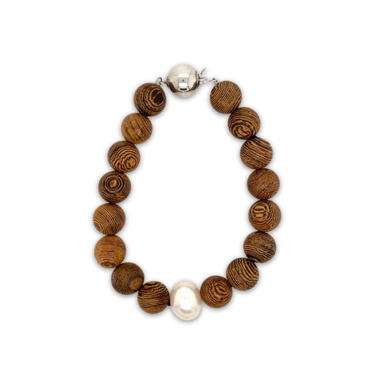 Arafura Collection South Sea Pearl & African Wengewood Bracelet