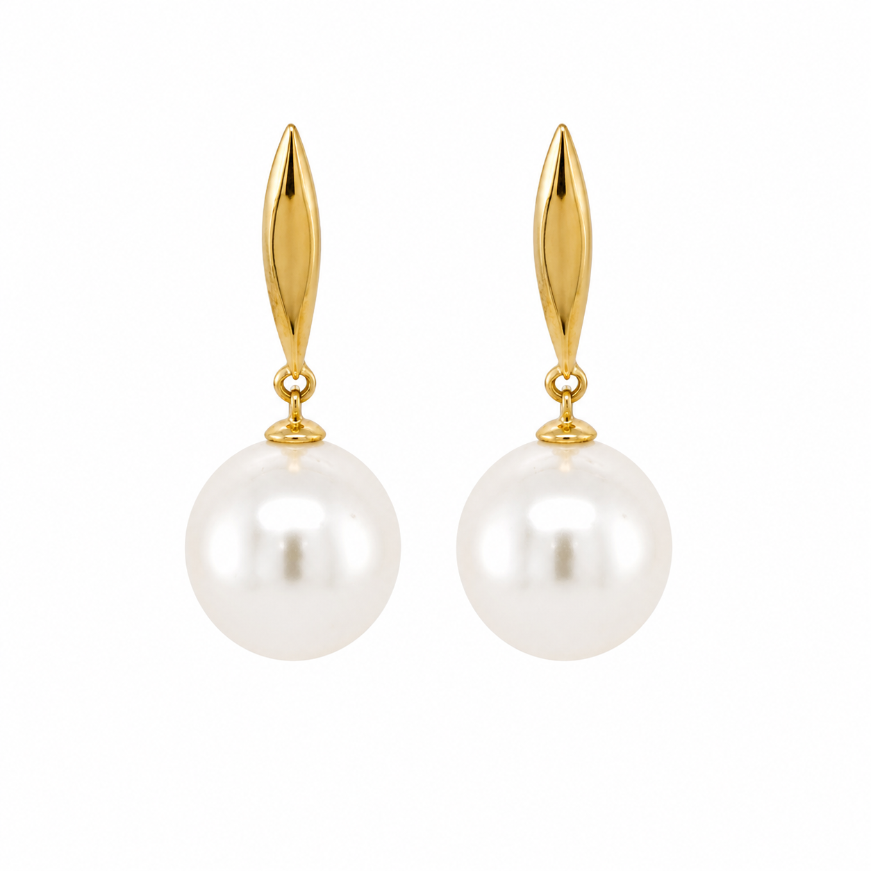 9ct Gold 9-10mm South Sea Pearl Marquise Bar Drop Studs