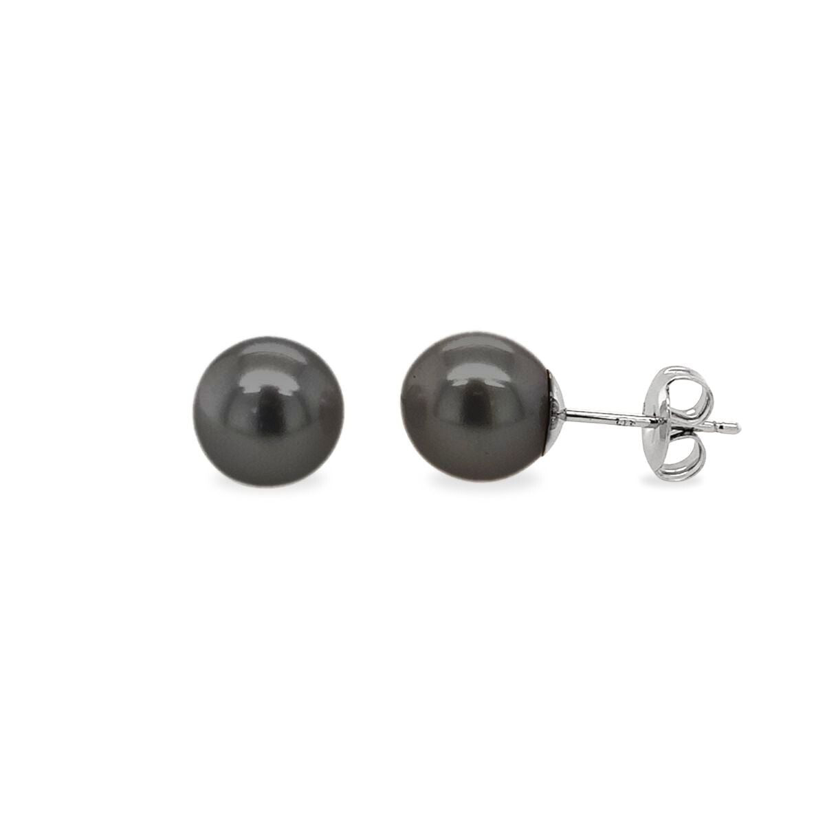 9ct White Gold 8-9mm Tahitian Pearl Stud Earrings