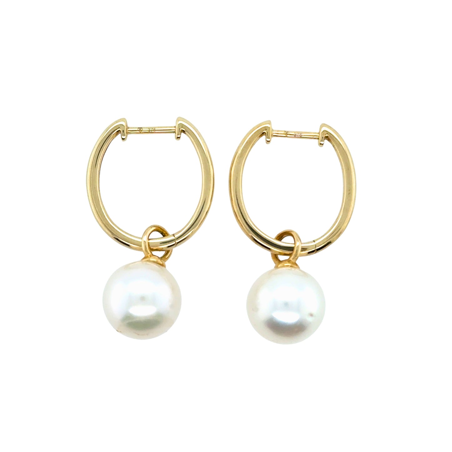 9ct Yellow Gold 9mm South Sea Pearl Hoops