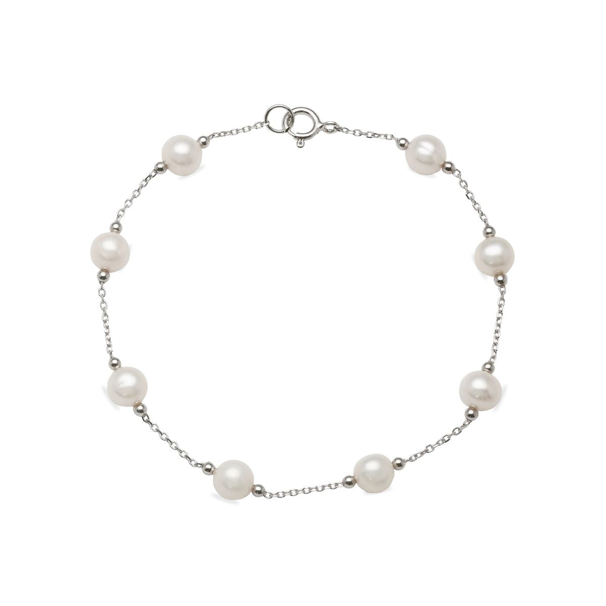 Sterling Silver Cable Chain & Freshwater Pearl Bracelet