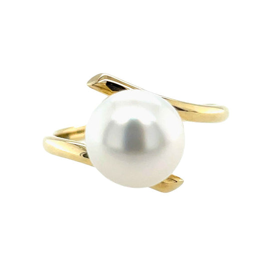 9ct Yellow Gold 8.5-9mm South Sea Pearl Offset Ring
