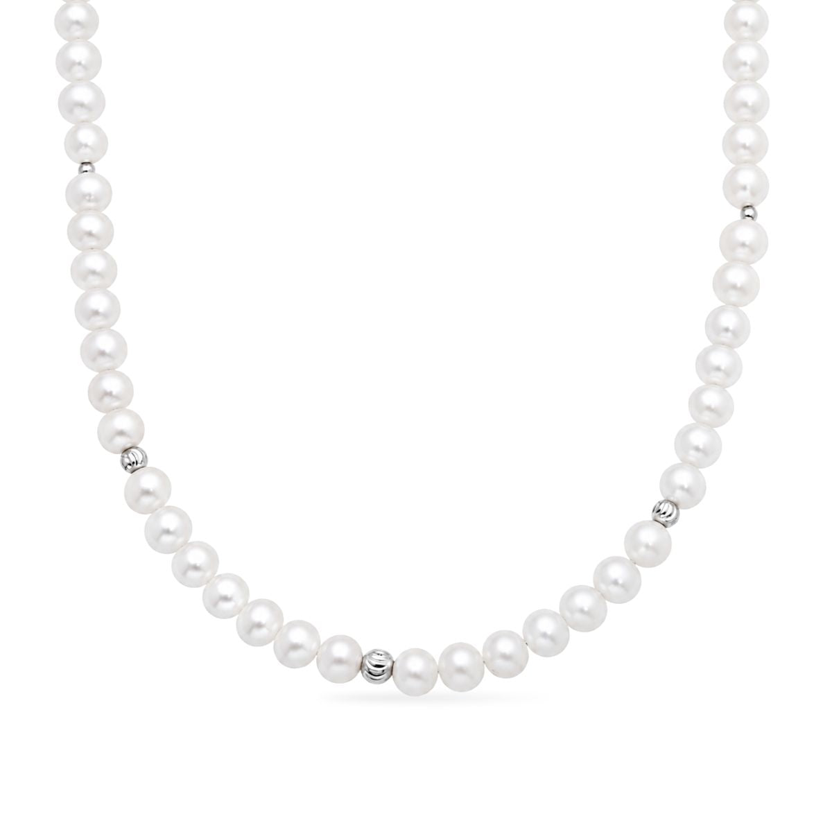 Sterling Silver 42cm Freshwater Pearl Strand With Beads