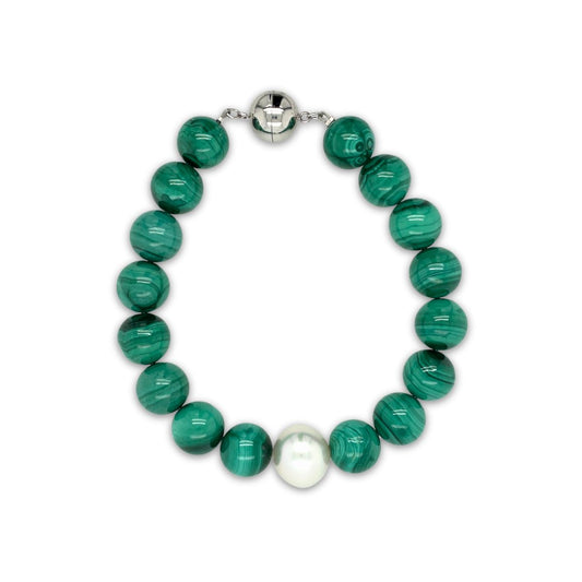 Arafura Collection South Sea Pearl & African Malachite Bracelet