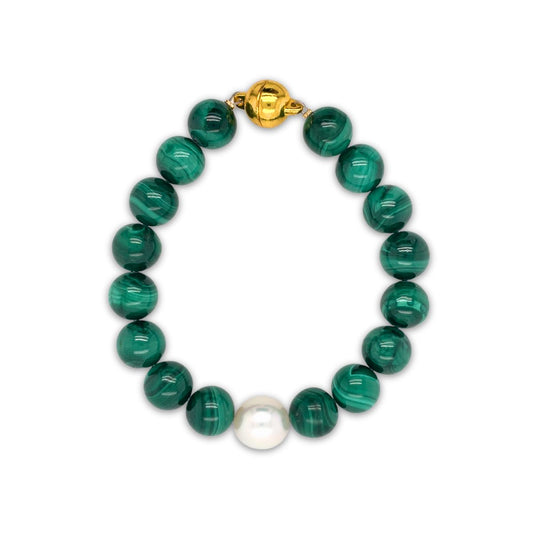 Arafura Collection South Sea Pearl & African Malachite Bracelet