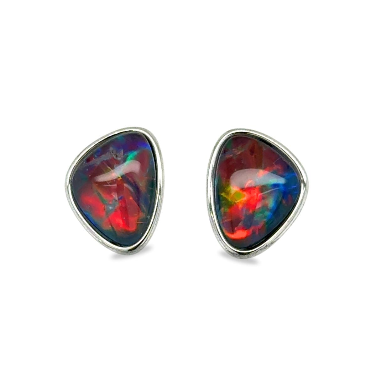 Sterling Silver Freeform Triplet Opal Studs