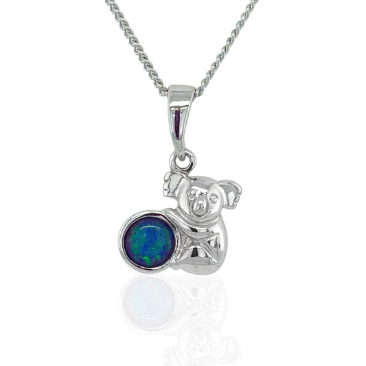 Sterling Silver Triplet Opal Koala Pendant