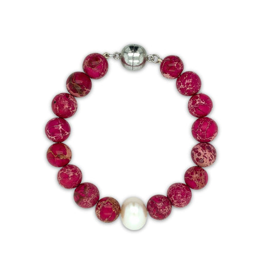 Arafura Collection South Sea Pearl & Crimson Regalite Bracelet