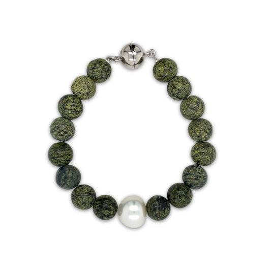 Arafura Collection South Sea Pearl & Green Serpentine Bracelet