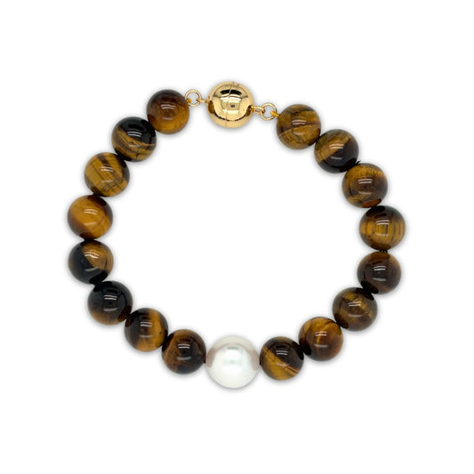 Arafura Collection South Sea Pearl & Tiger Eye Bracelet