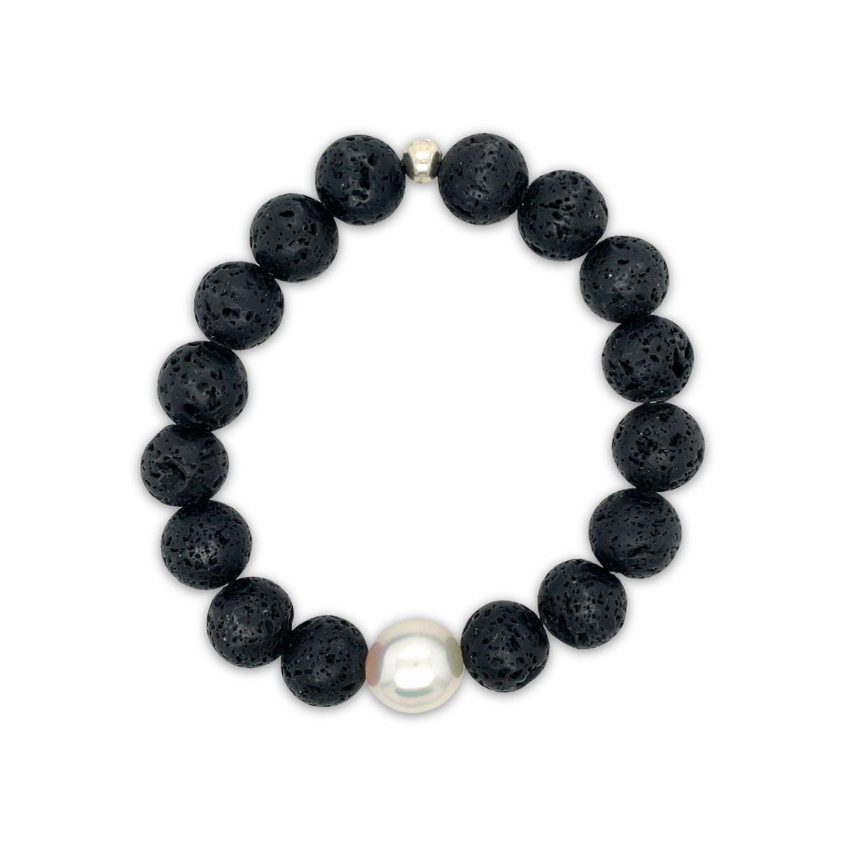 Arafura Collection South Sea Pearl With Black Lava Bracelet