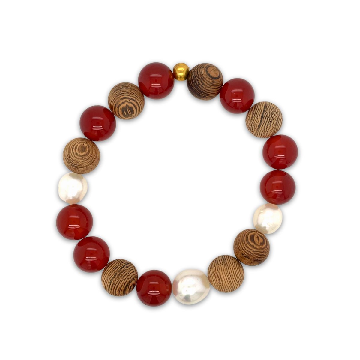 Arafura Collection South Sea Pearl, Carnelian & Wengewood Bracelet
