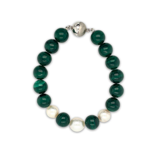 Arafura Collection South Sea Pearl & African Malachite Bracelet