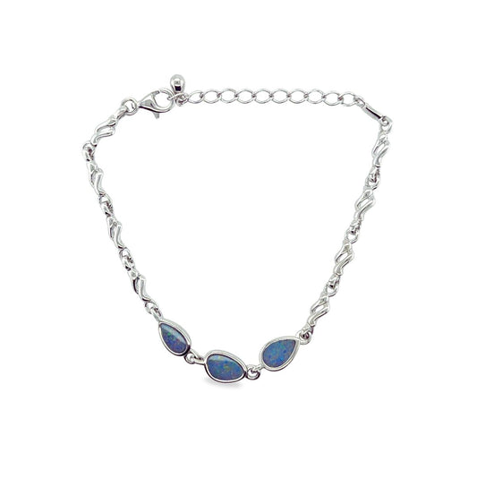 Sterling Silver Doublet Opal Bracelet