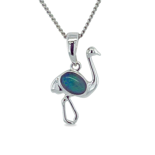 Sterling Silver Triplet Opal Emu Pendant