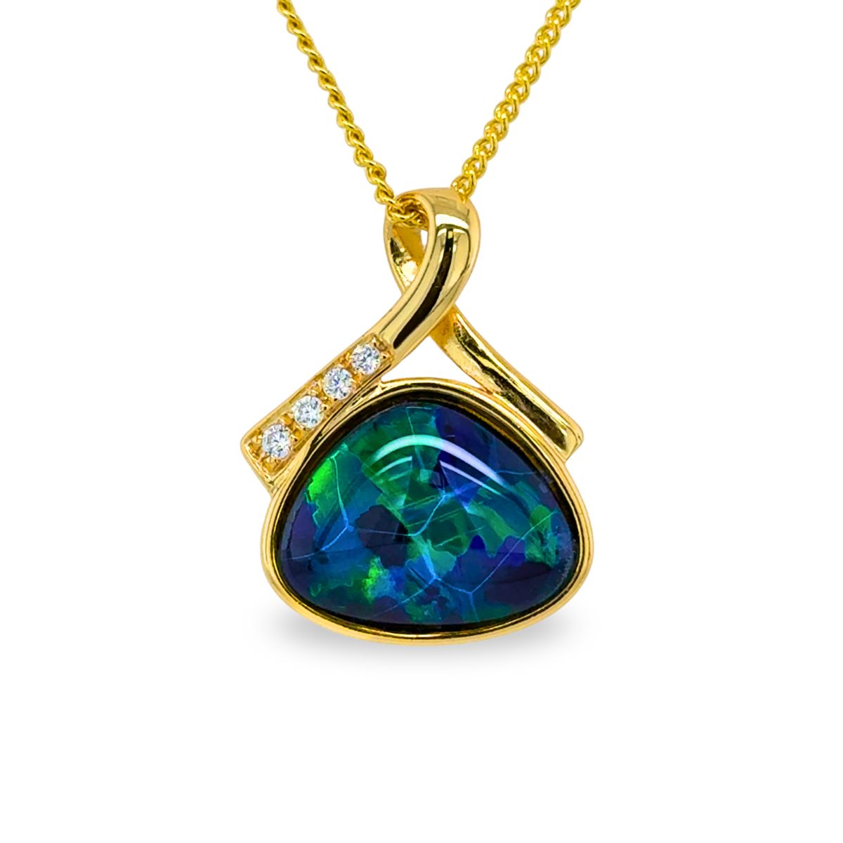 Sterling Siver Gold Tone Triplet Opal Pendant