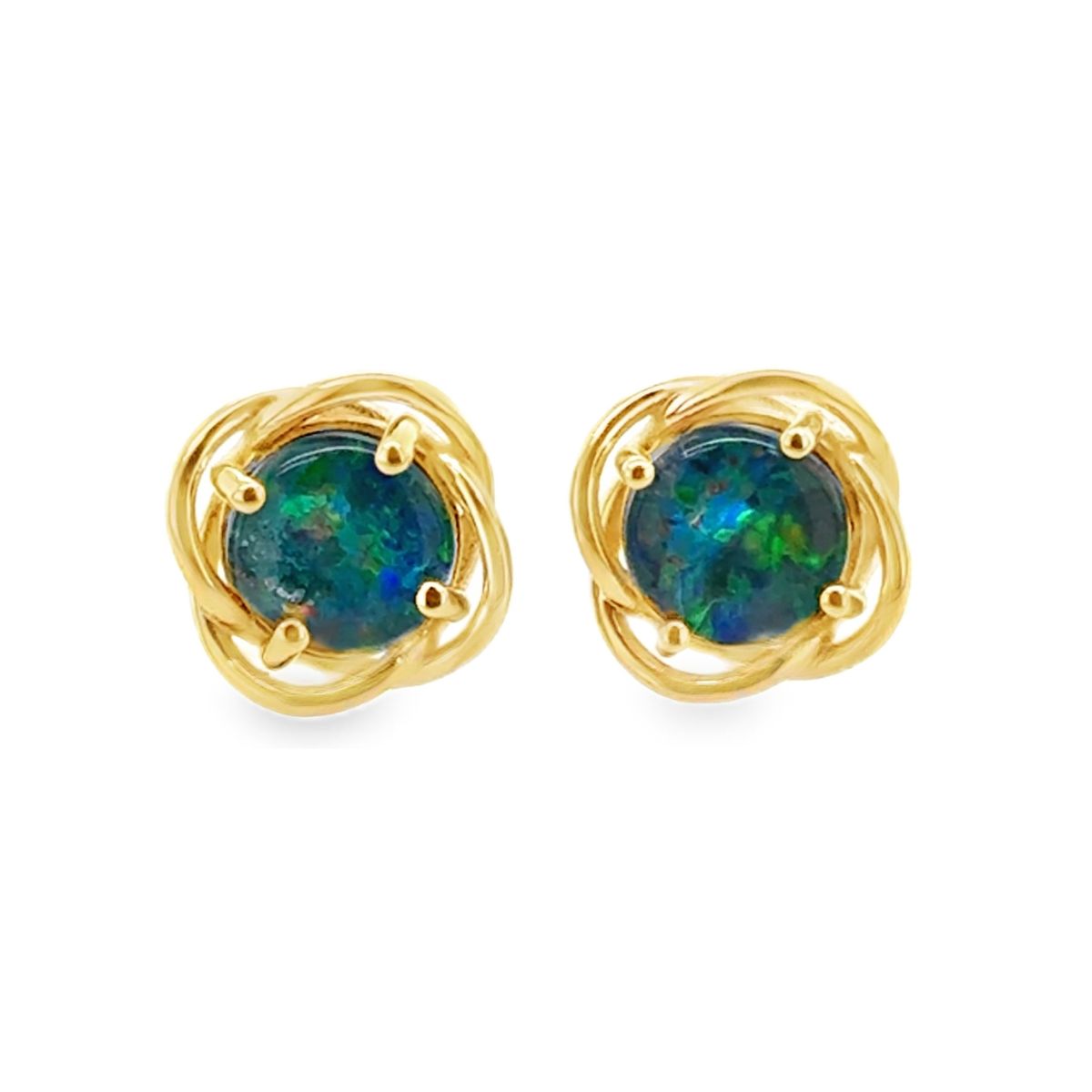 9ct Yellow Gold Triplet Opal Twist Studs