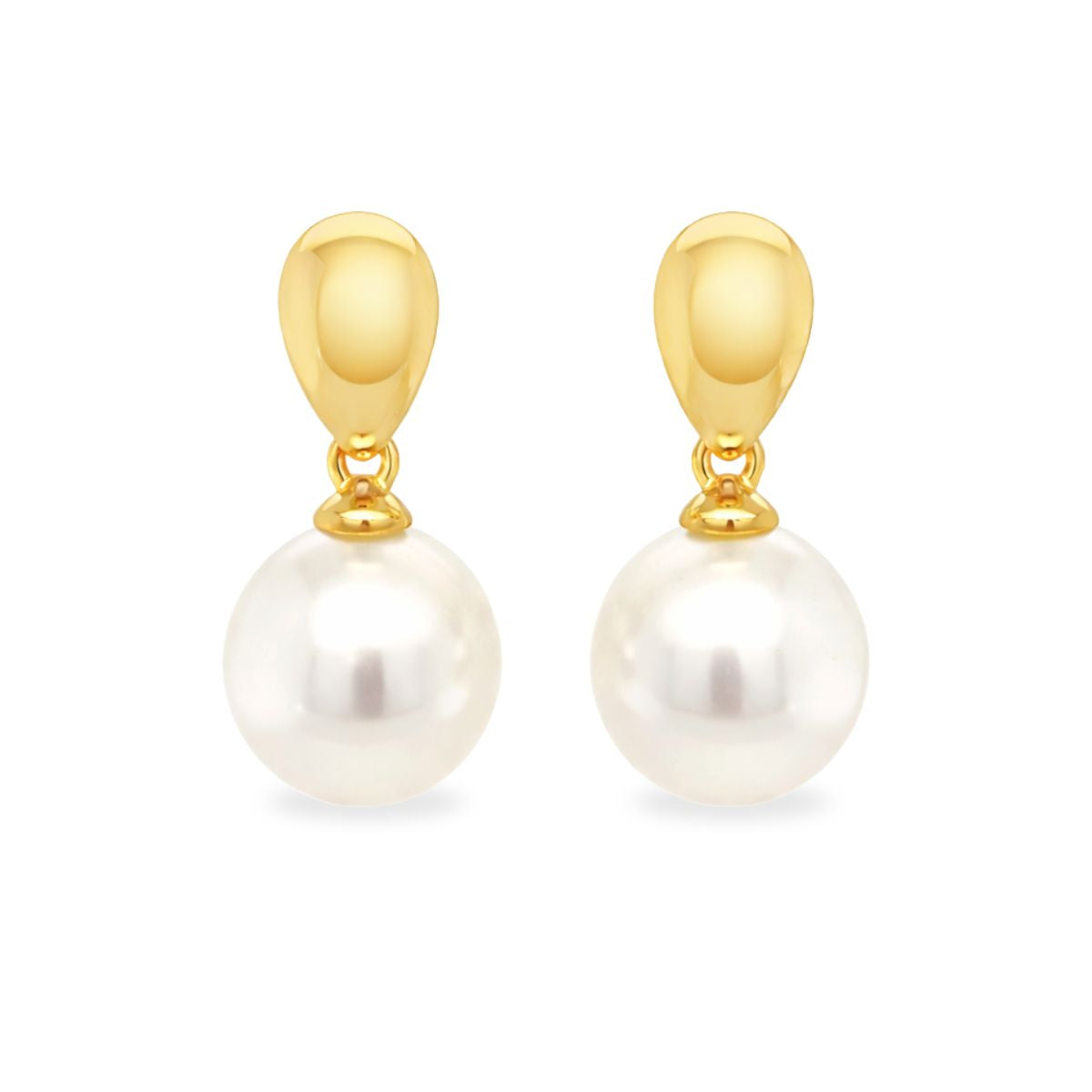 9ct Yellow Gold 9-10mm South Sea Pearl Teardrop Studs
