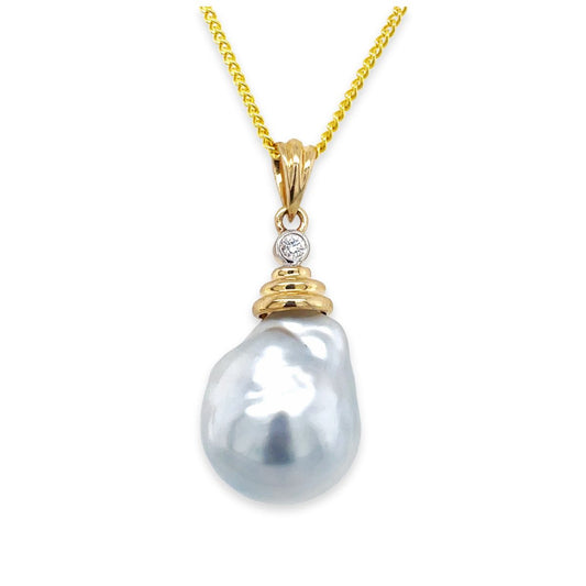 9ct Gold 13-17mm Baroque South Sea Pearl Pendant