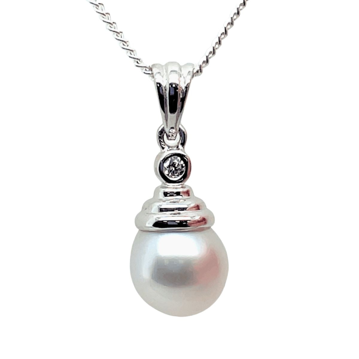 Sterling Silver 8-9mm South Sea Pearl Ridge Drop Pendant