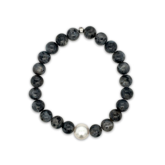 Arafura Collection South Sea Pearl & Rutilated Quartz Stretch Bracelet